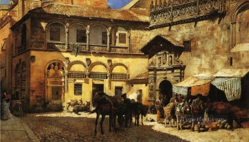 Árabe Painting - Plaza del Mercado Frente a la Sacristía y Portal de la Catedral Árabe de Granada Edwin Lord Weeks